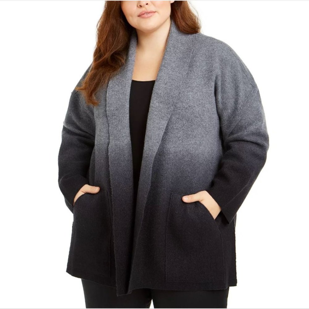 Eileen Fisher Wool Ombré Open-Front Cardigan Size 2X